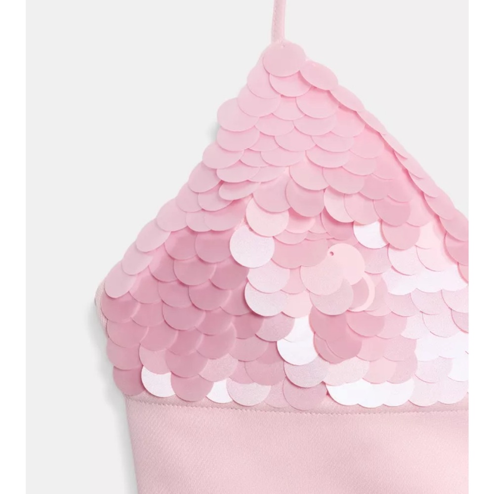 Pink Zara combined sequin tank top halter View 3